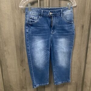 Shein Classic Blue Stretch Denim Original Crop Capri Jean Pant Women's Size 28